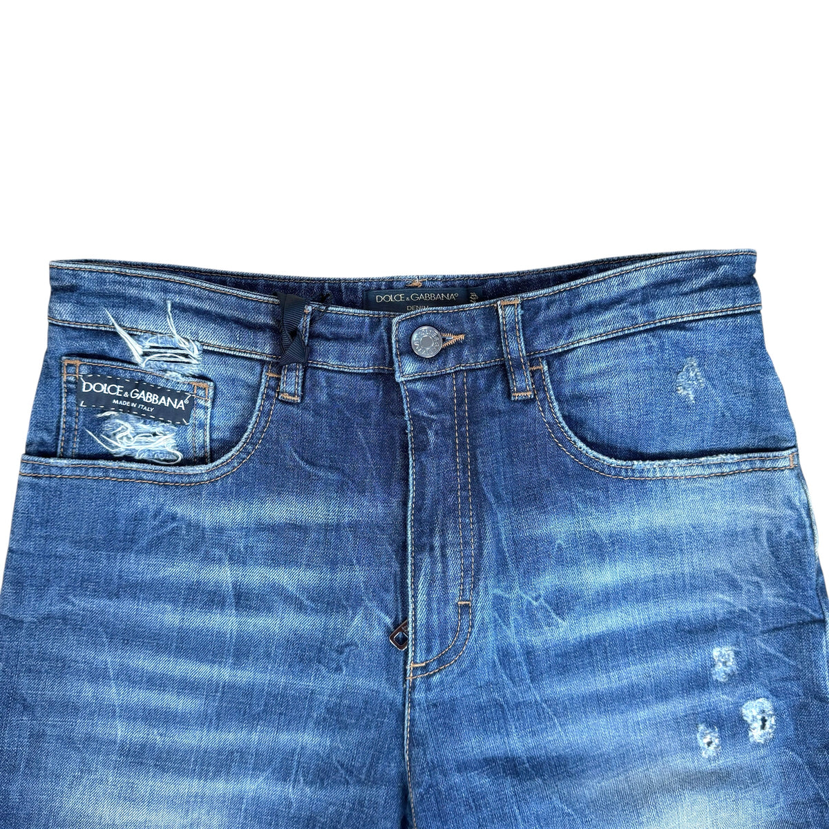 Dolce & Gabbana Dark Wash Distressed Capri Jeans