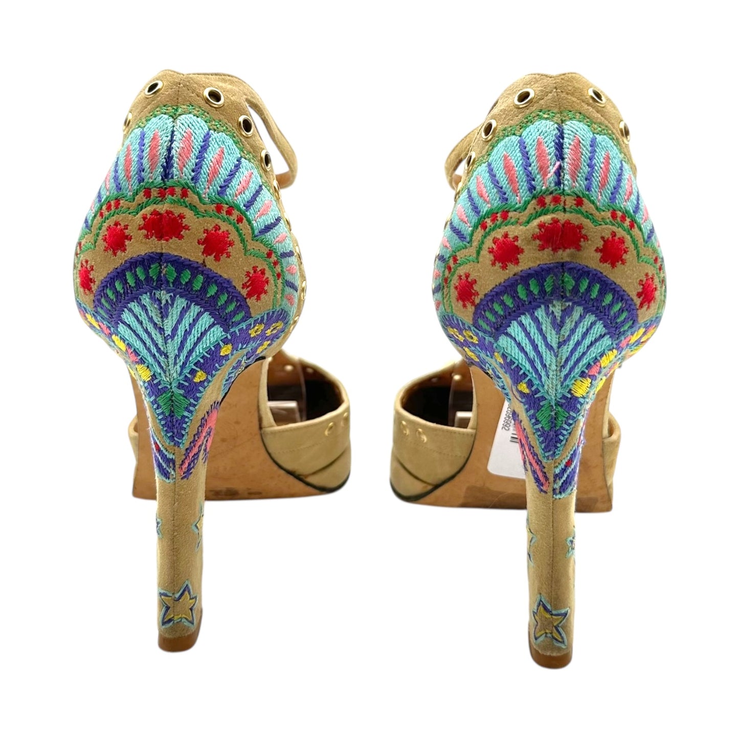 Versace Suede Embroidered Heel Pumps