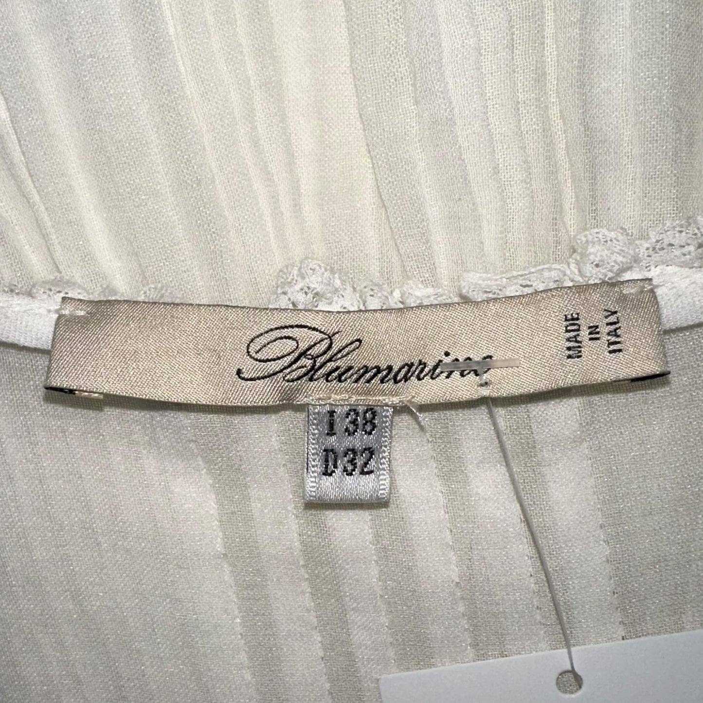 Blumarine White Pleated Hook & Eye Blouse Top - Outfit Repeater