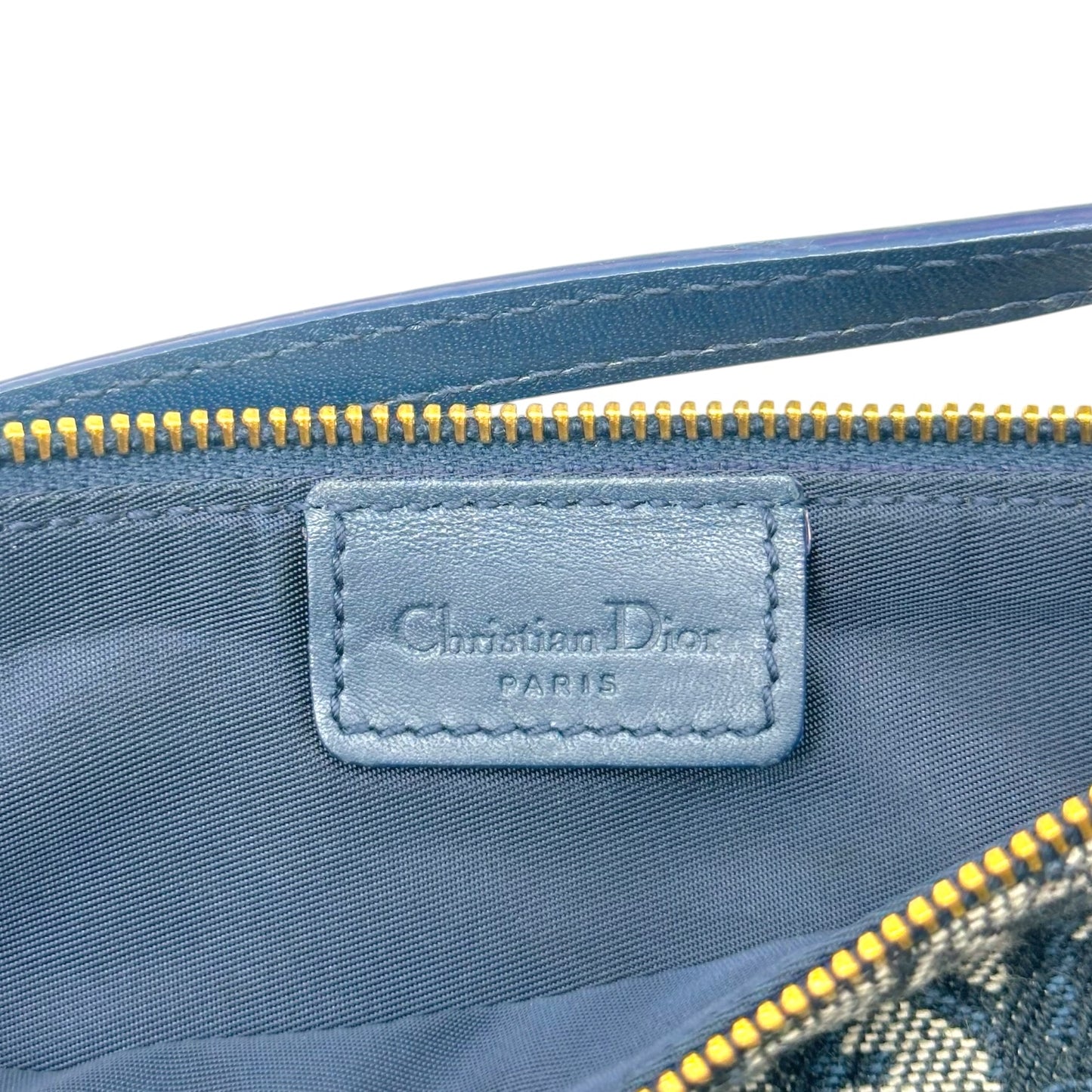 Christian Dior Mini Saddle Pochette Bag Navy Blue Trotter