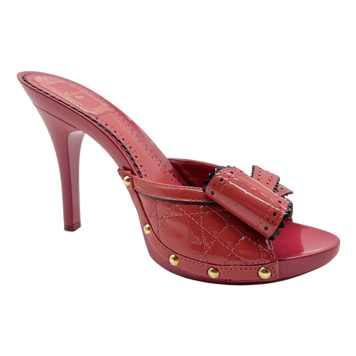 Christian Dior Coral Pink Heeled Bow Mules
