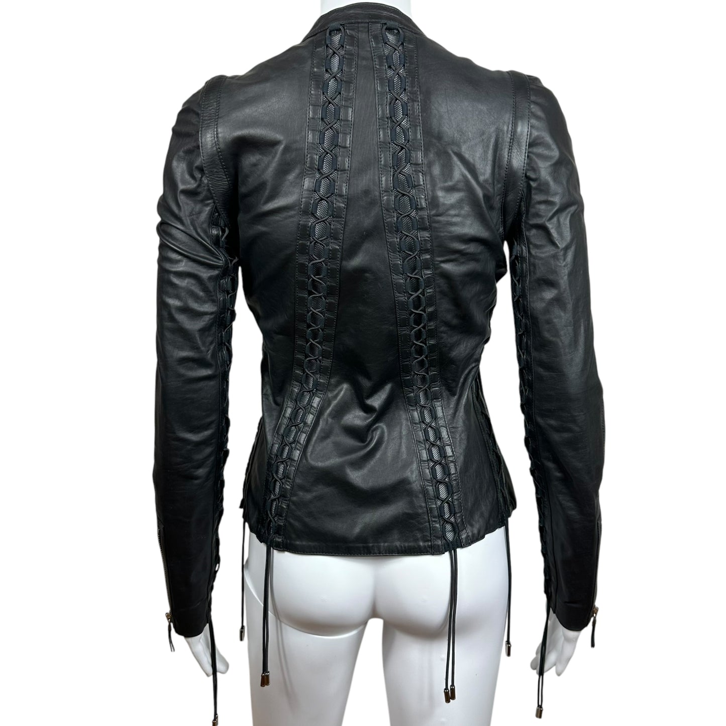 Gucci S/S 2010 Lace Up Black Leather Jacket