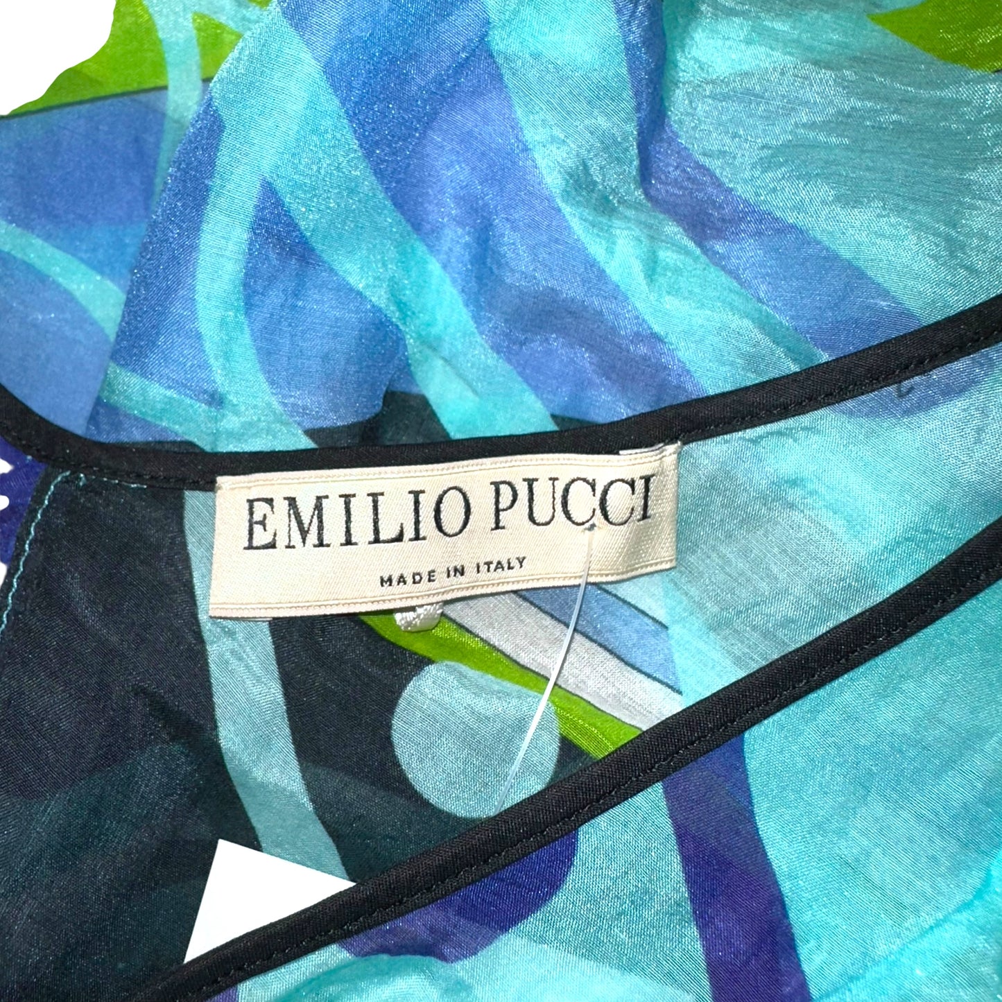 Emilio Pucci Blue Printed Asymmetrical Hem Tank Top - Outfit Repeater