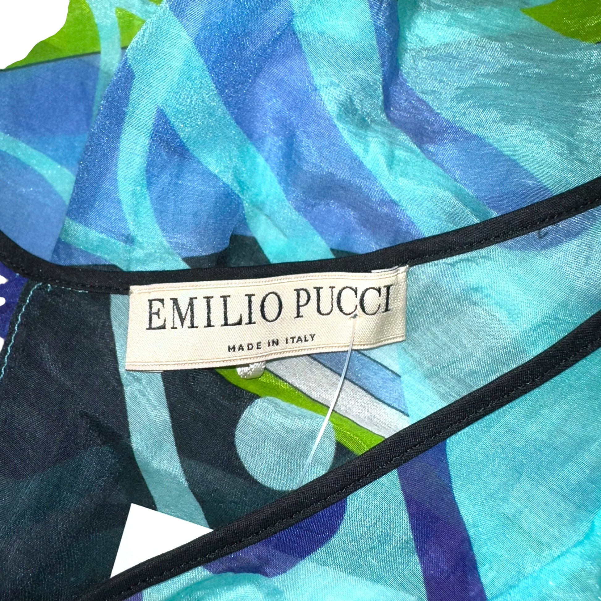 Emilio Pucci Blue Printed Asymmetrical Hem Tank Top - Outfit Repeater