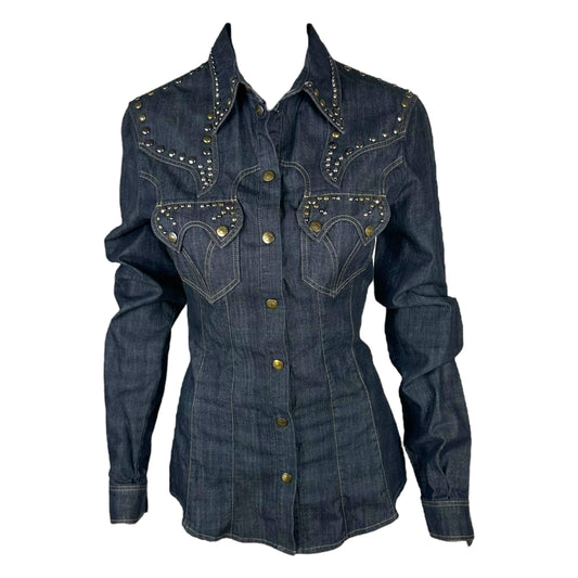 Just Cavalli Roberto Cavalli Strudded Denim Button Up Top