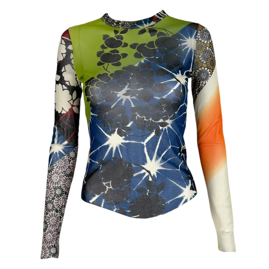 Jean Paul Gaultier Multicolor Mesh Floral Print Longsleeve