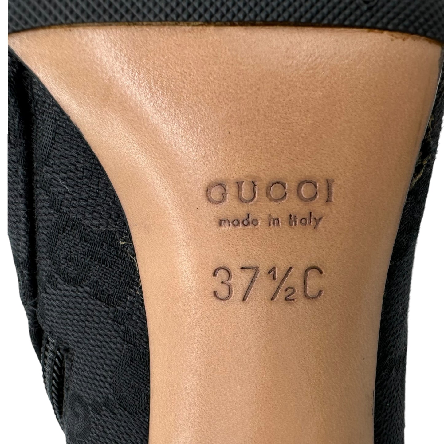 Gucci Black Monogram Heeled Booties - Outfit Repeater