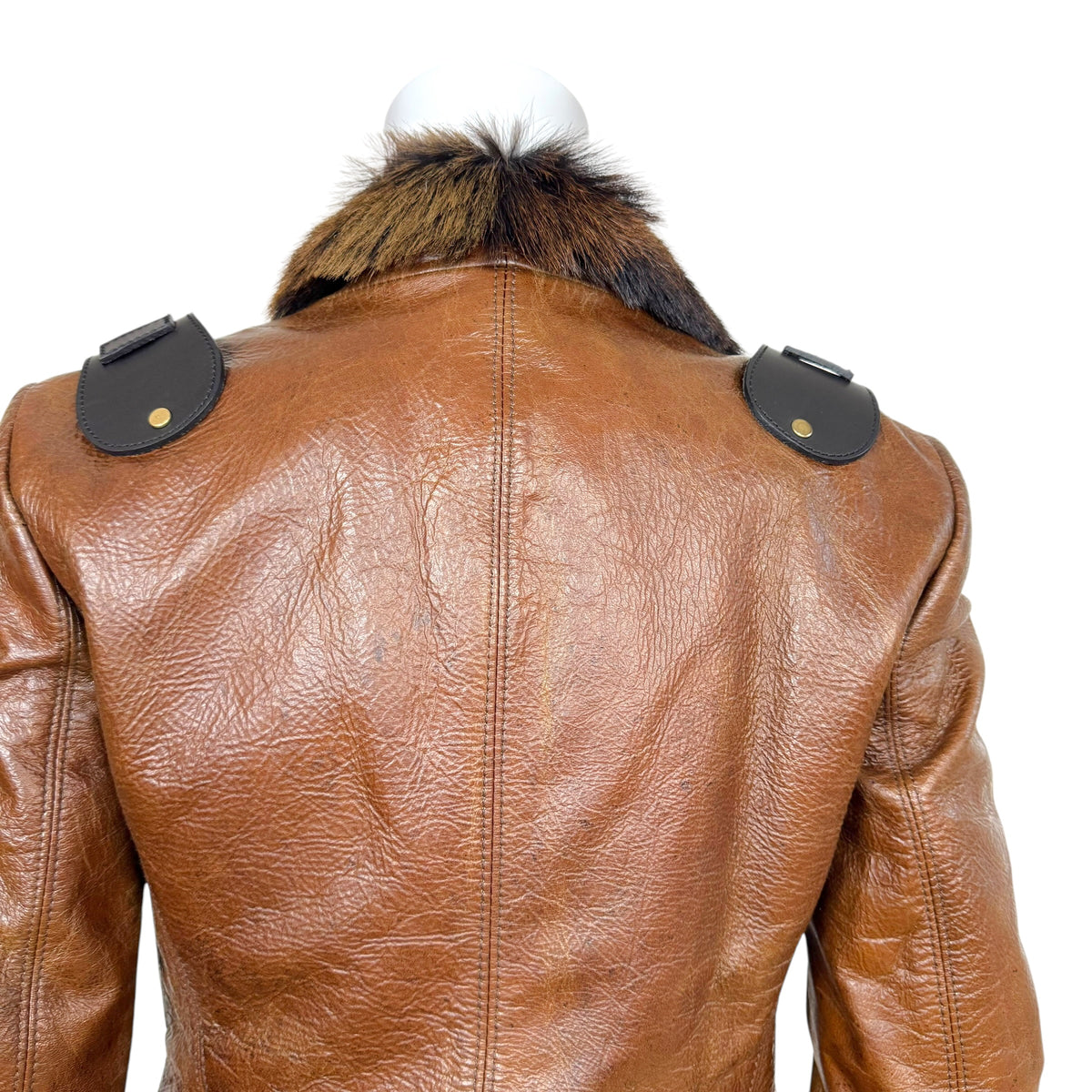 Dsquared2 Brown Leather & Fur Jacket