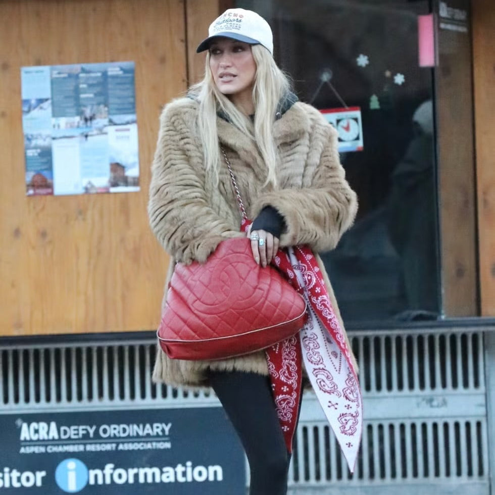 Chanel Red Caviar Matelasse Quilted Oversized Logo Shoulder Bag 2011