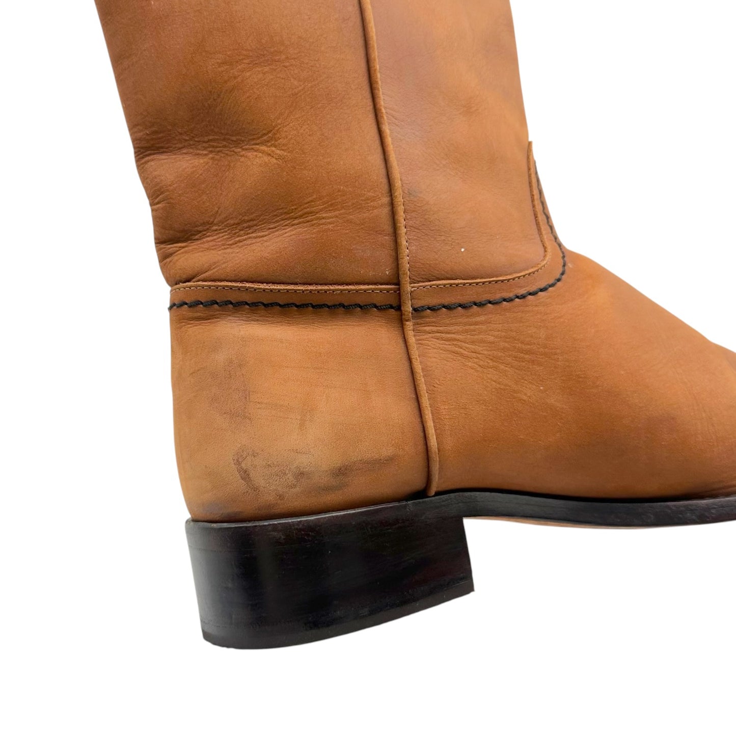 Chanel Brown Leather Logo Back Western Boots