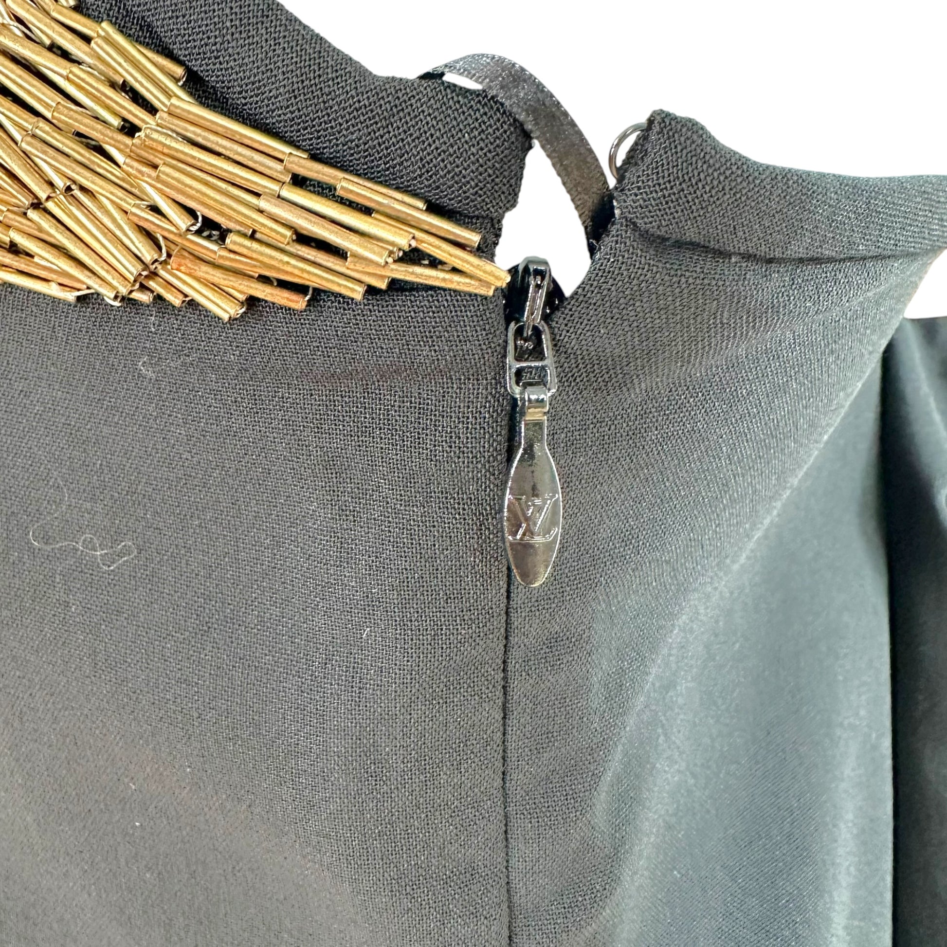 Louis Vuitton Black Silk Wool Mini Shift Dress