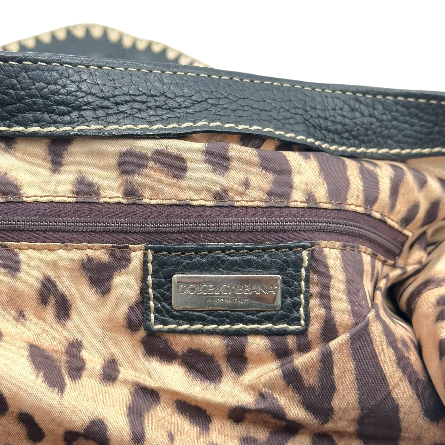 Dolce & Gabbana Black Leather Python Studded Messenger Bag
