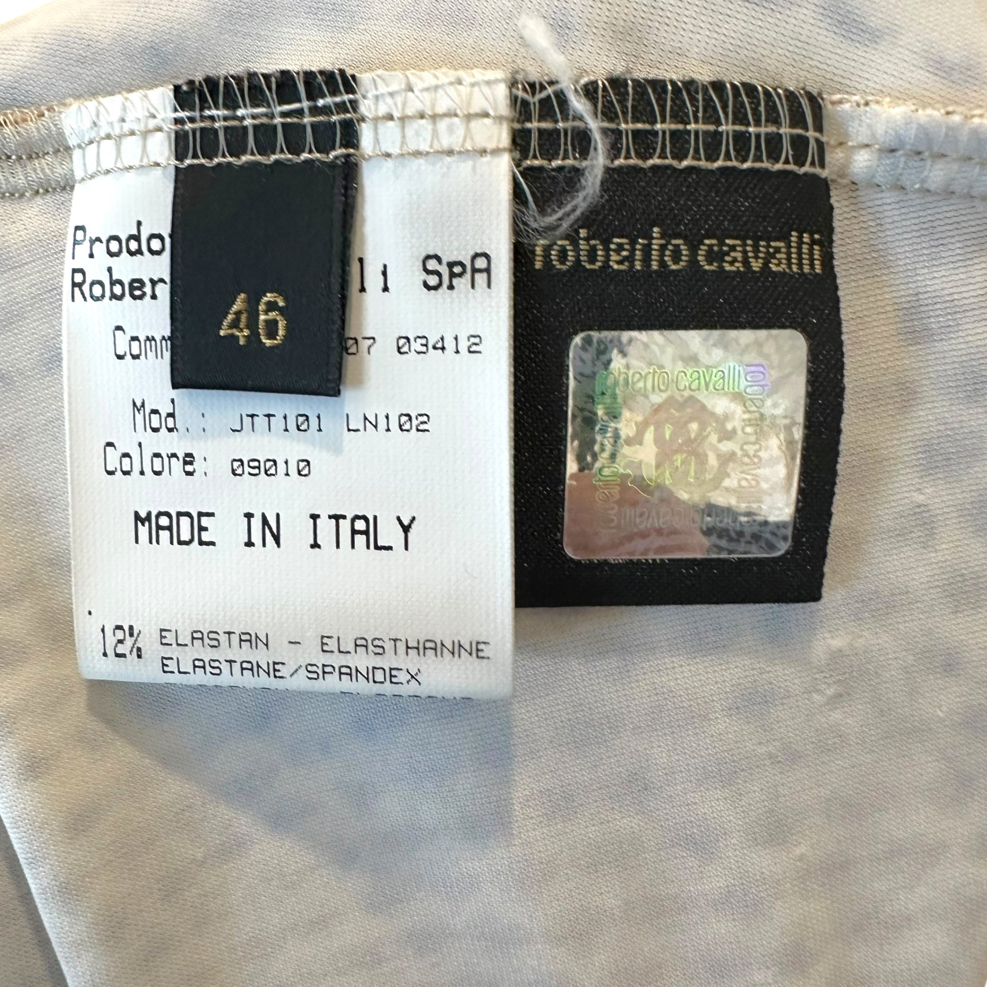 Roberto Cavalli Mini Dress Snakeskin Print V-Neck Large