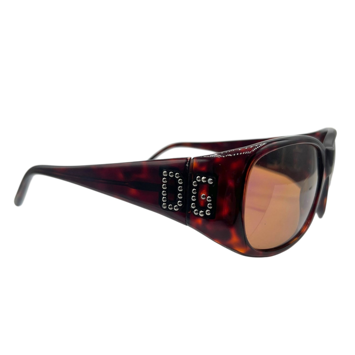 Dolce & Gabbana Tortoise Studded Logo Side Oval Sunglasses DG631S