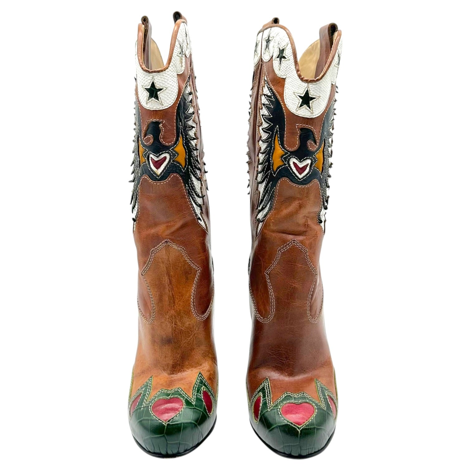 Dolce & Gabbana Brown Leather Heeled Cowboy Boots