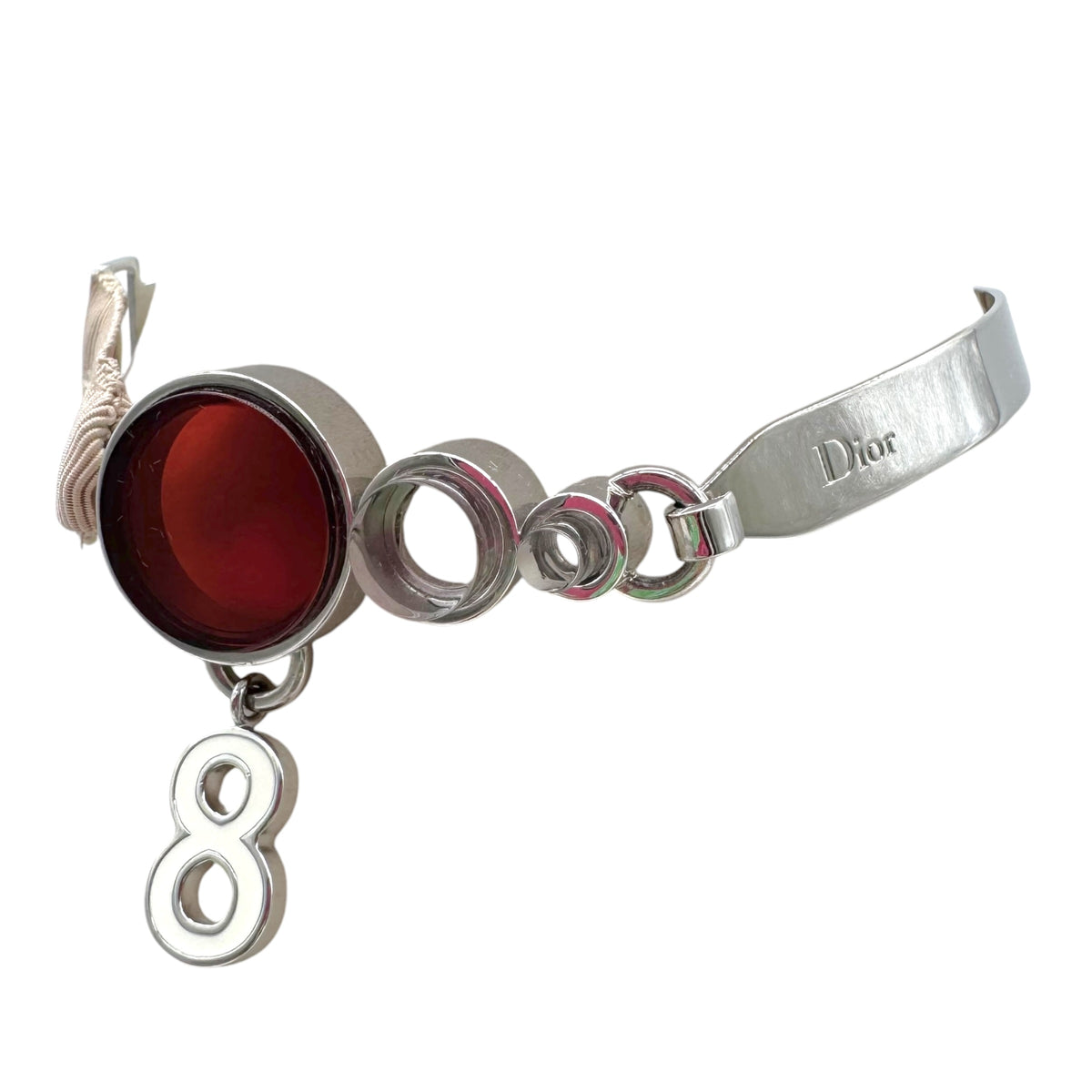 Christian Dior Cadillac 8 Metal & Ribbon Choker Necklace