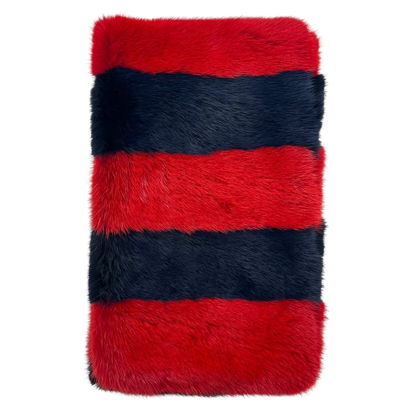 Celine Red & Navy Blue Mink Fur Scarf