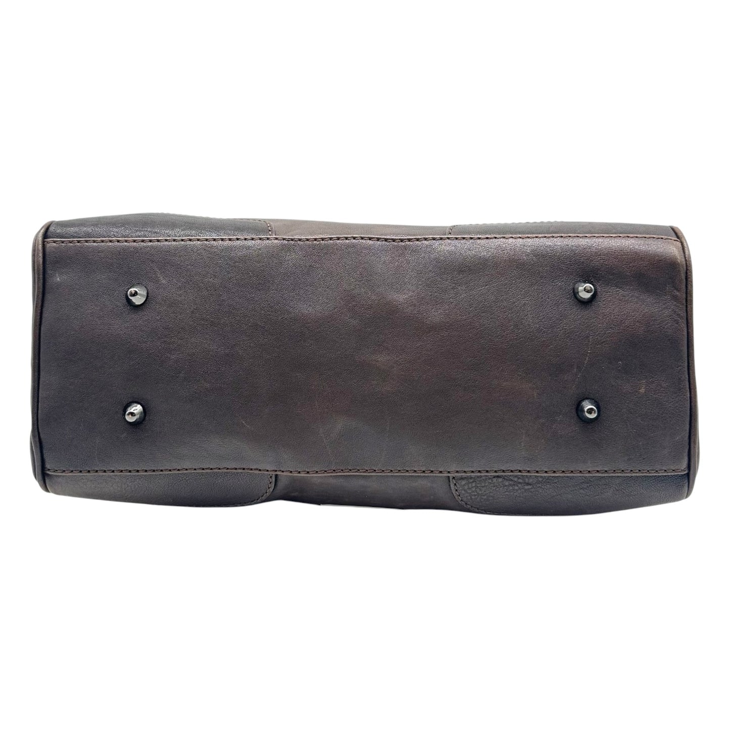 Galliano Brown & Silver Studded Logo Shoulder Bag