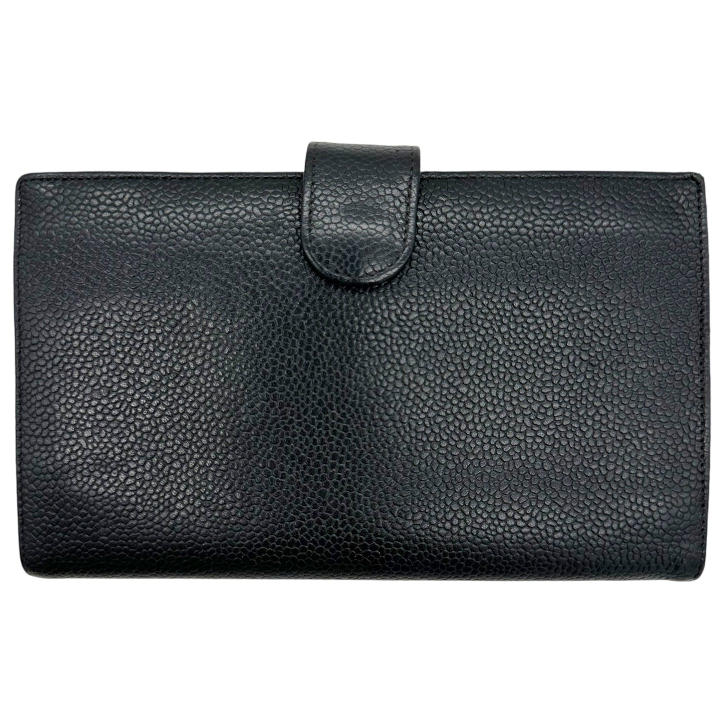 Chanel Black Caviar Leather Logo Wallet