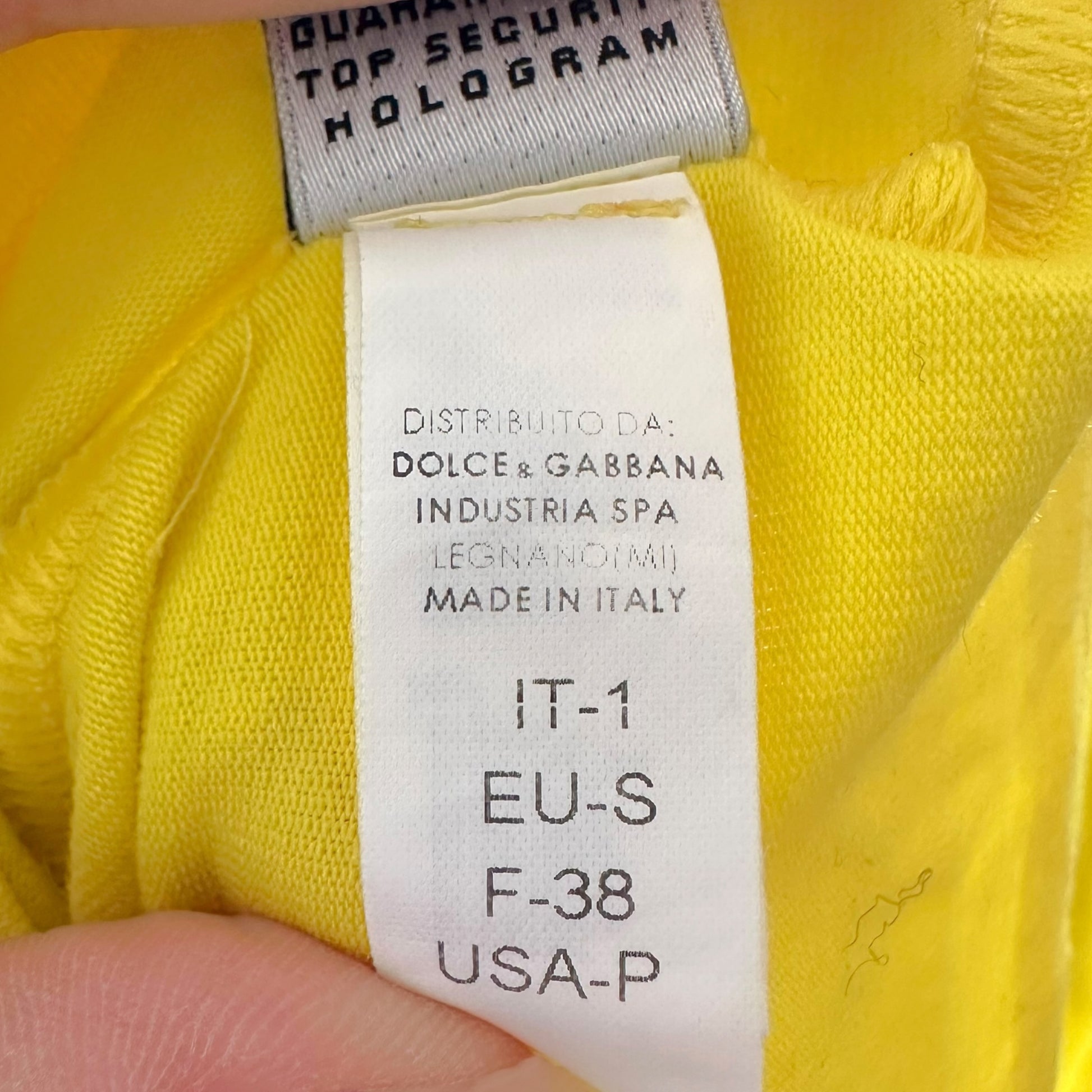 D&G Mini Dress Bright Yellow Blue Logo Sleeveless