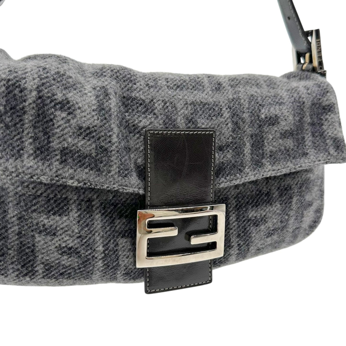 Fendi Baguette Bag Gray Zucca Cashmere Knit