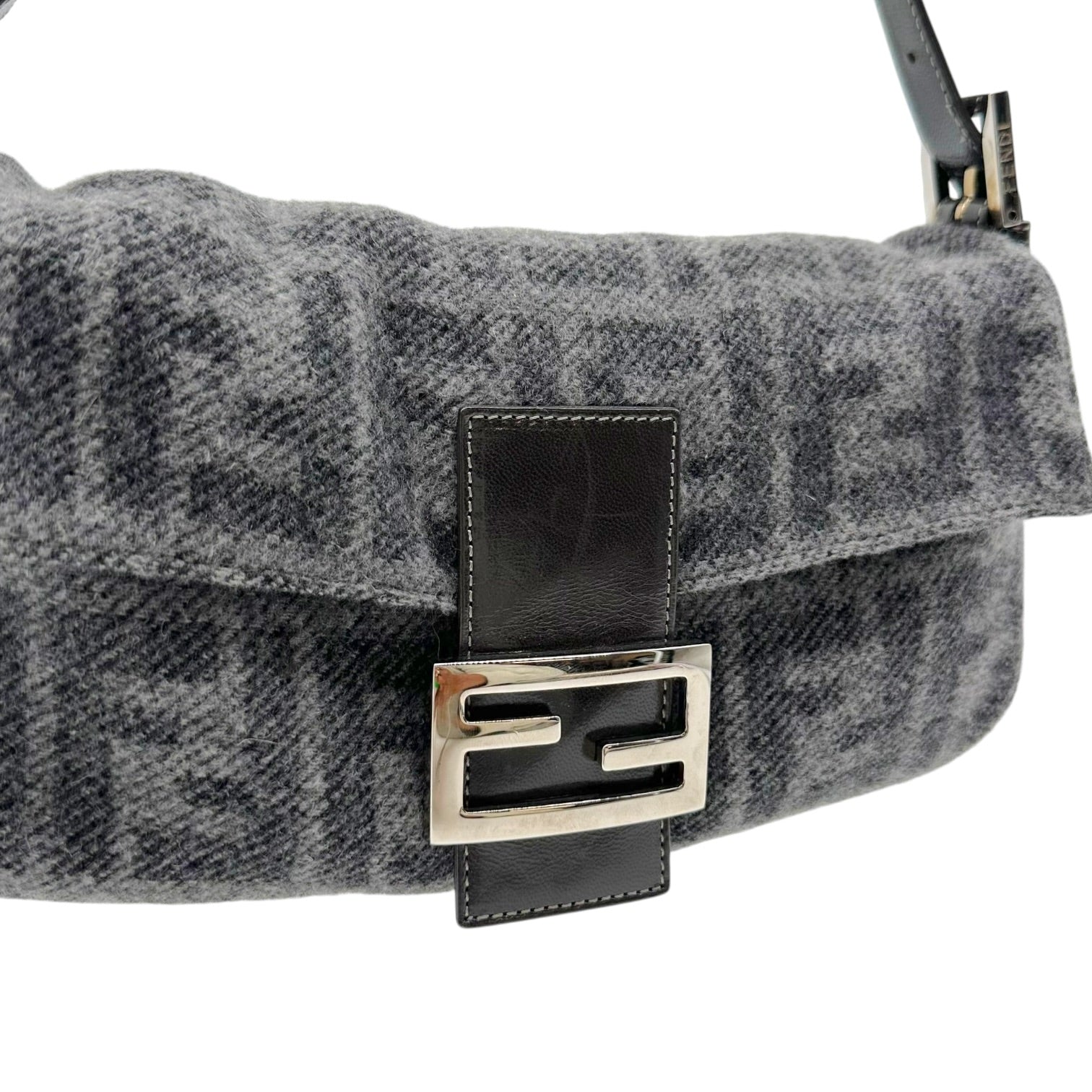 Fendi Baguette Bag Gray Zucca Cashmere Knit