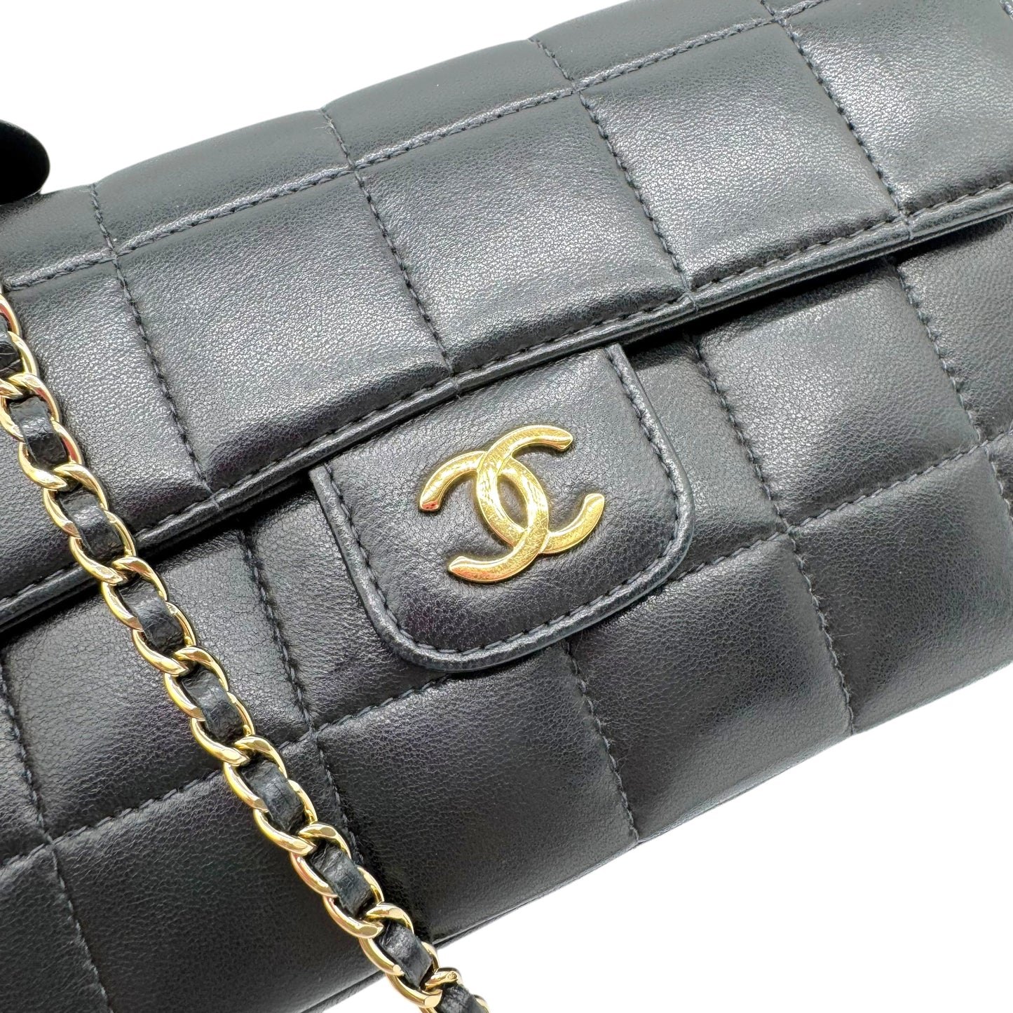 Chanel Black Lambskin Crossbody Flap Bag with Camellia