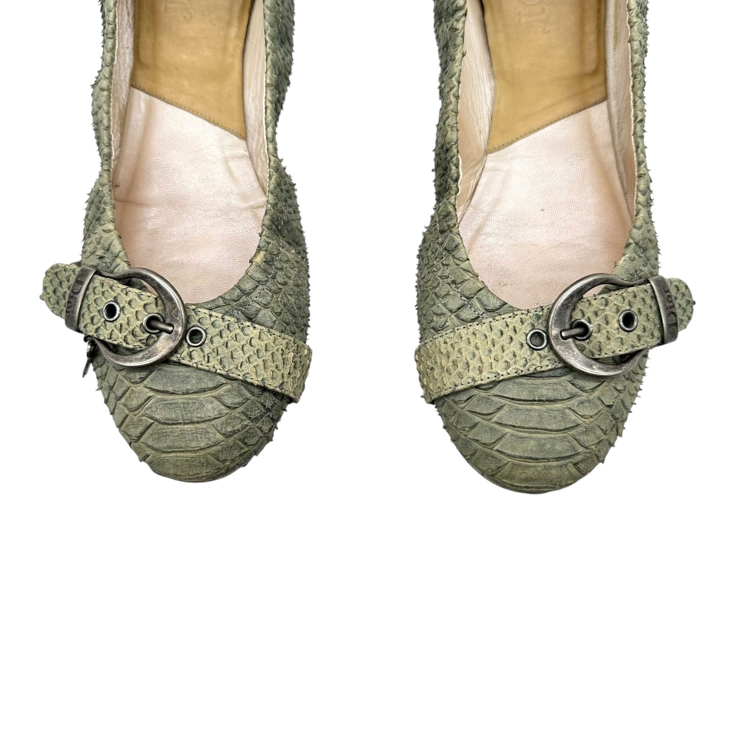 Christian Dior Pale Green Snakeskin Gaucho Flats - Outfit Repeater
