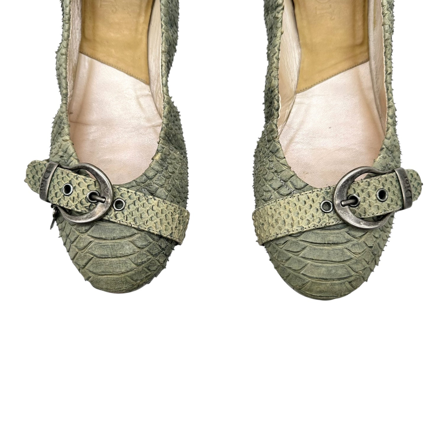 Christian Dior Pale Green Snakeskin Gaucho Flats - Outfit Repeater