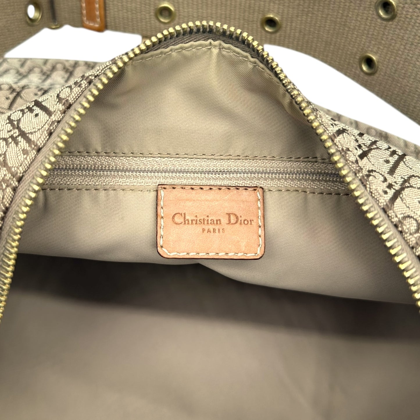 Christian Dior Beige Trotter Monogram Street Chic Oversized Crossbody Hobo Bag