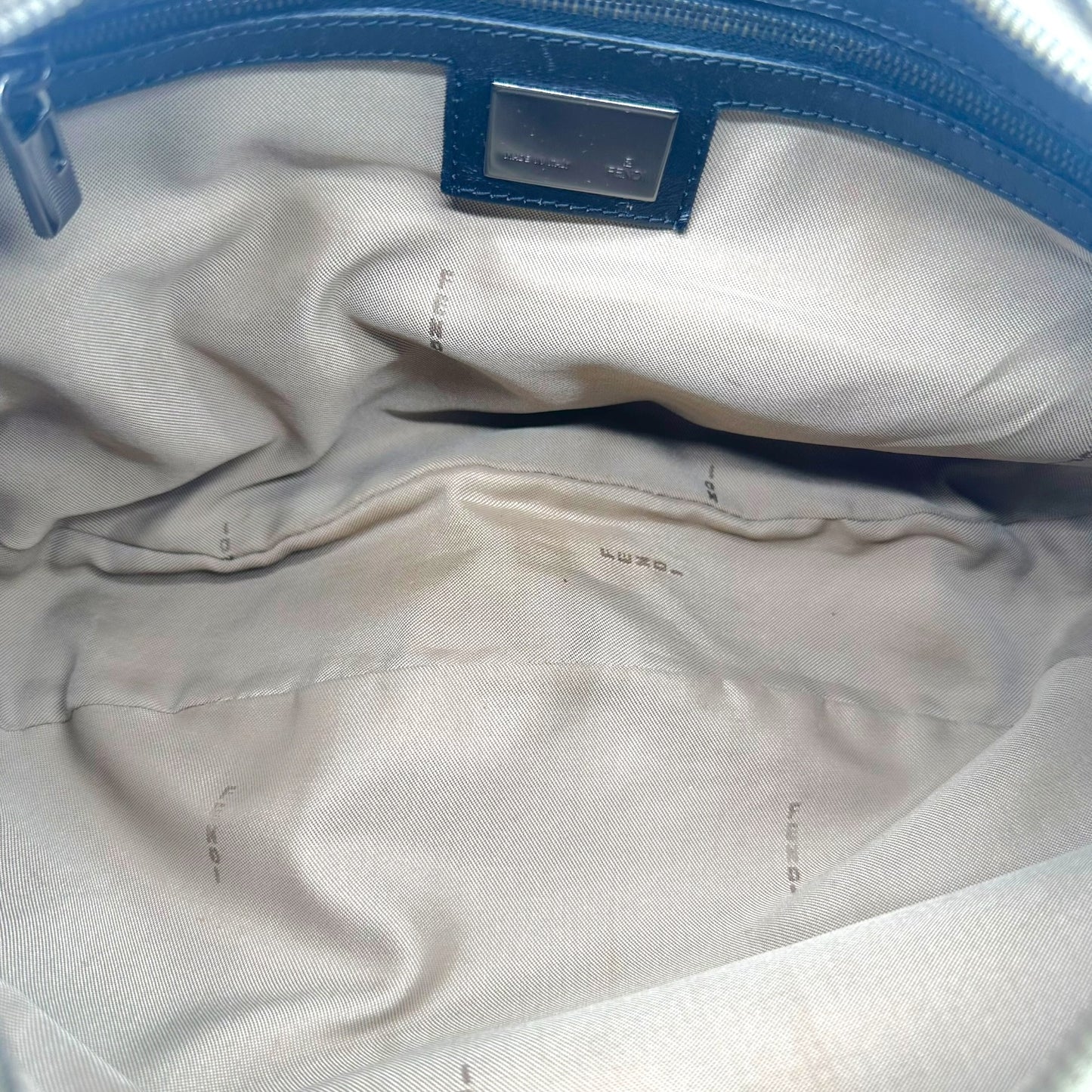 Fendi Crescent Baguette Bag Beige Black Zucchino Monogram