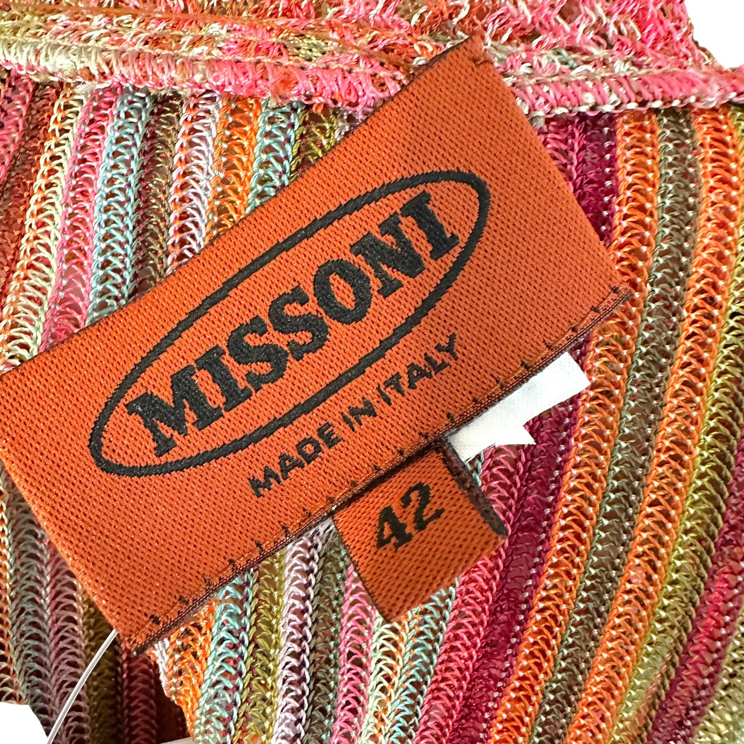 Missoni Pink Multicolor Pink Fringe Trim Sheer Cardigan