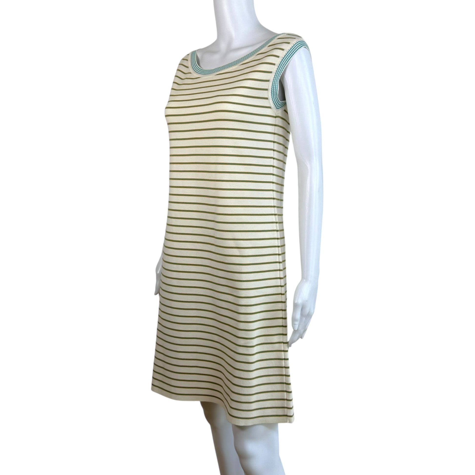 Prada Knit Mini Dress Blue Striped Sleeveless Relaxed Fit