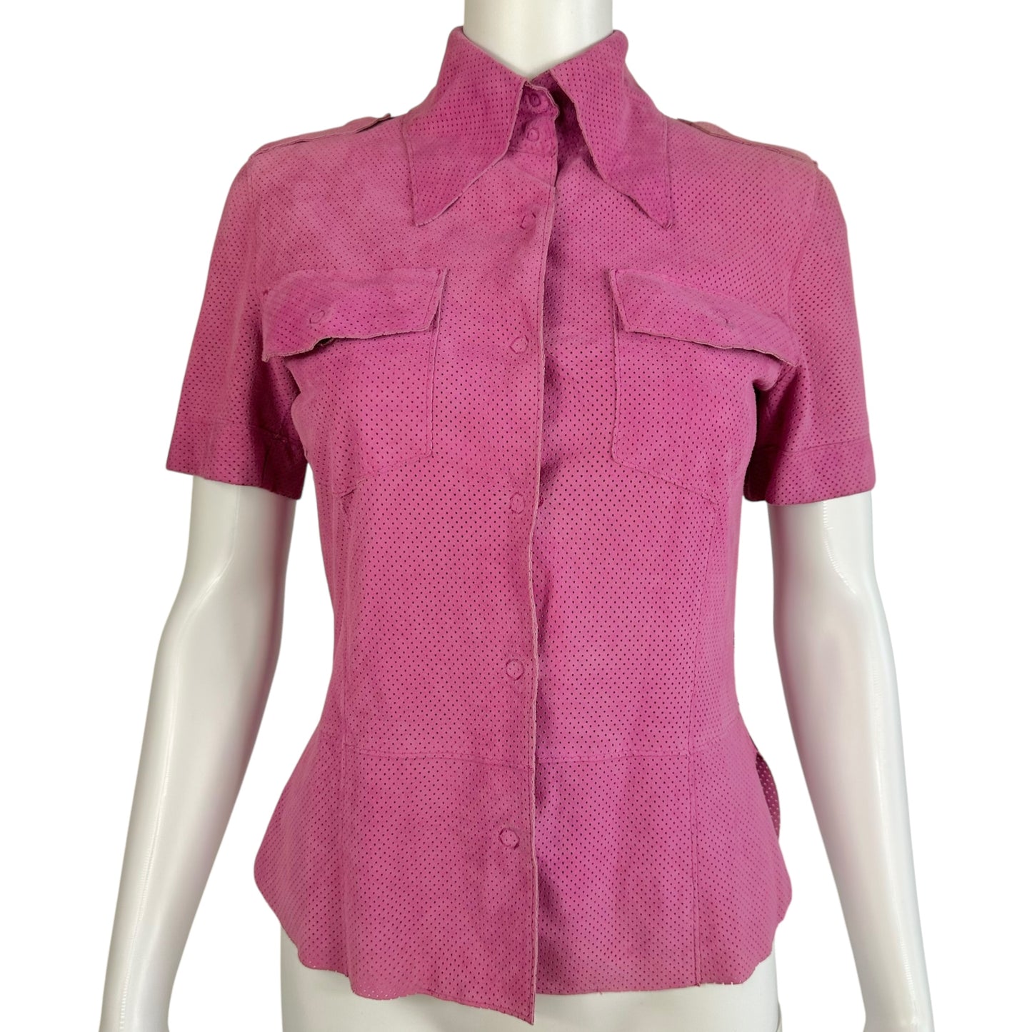 Dolce & Gabbana Perforated Pink Suede Top