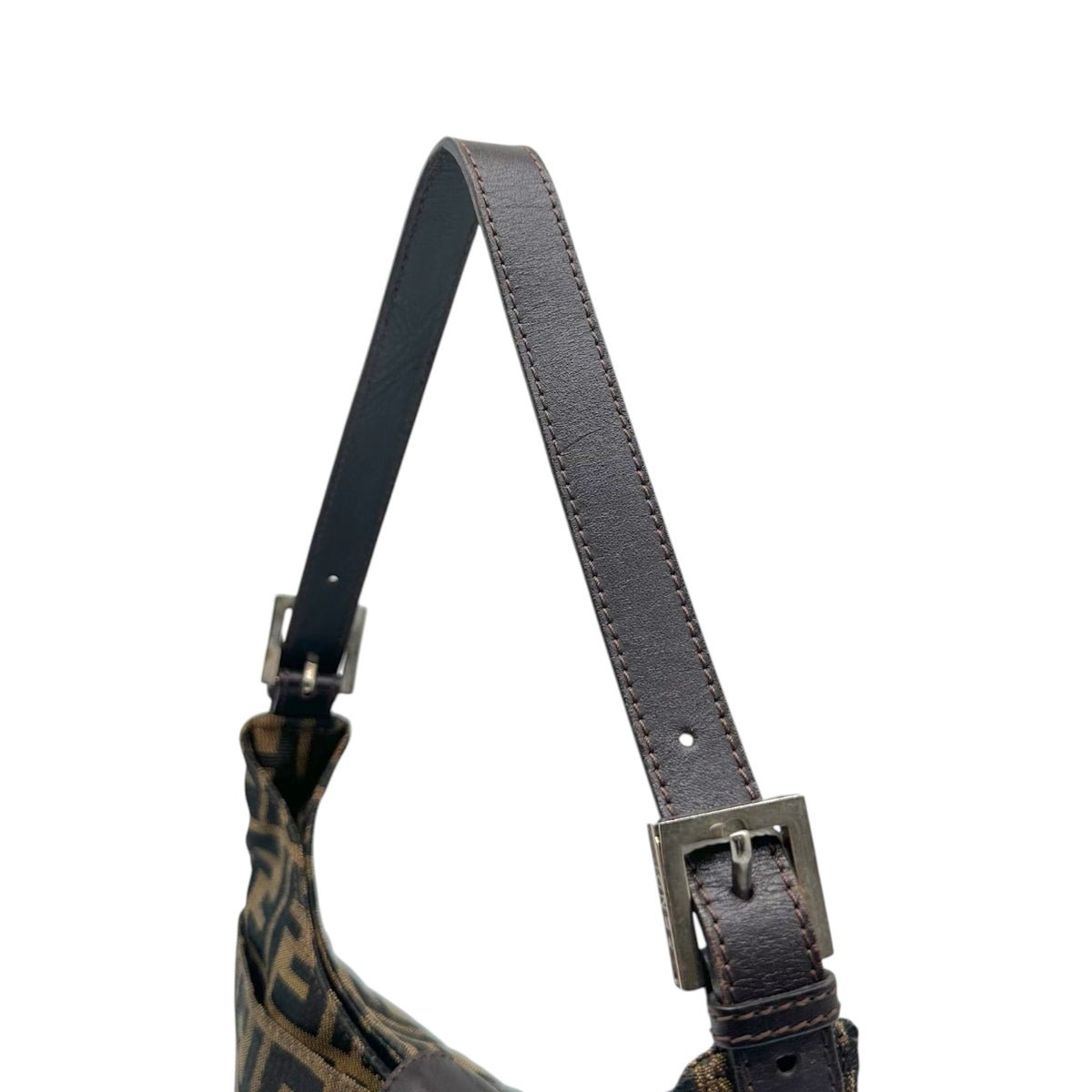 Fendi Brown Zucca Monogram Shoulder Baguette Bag