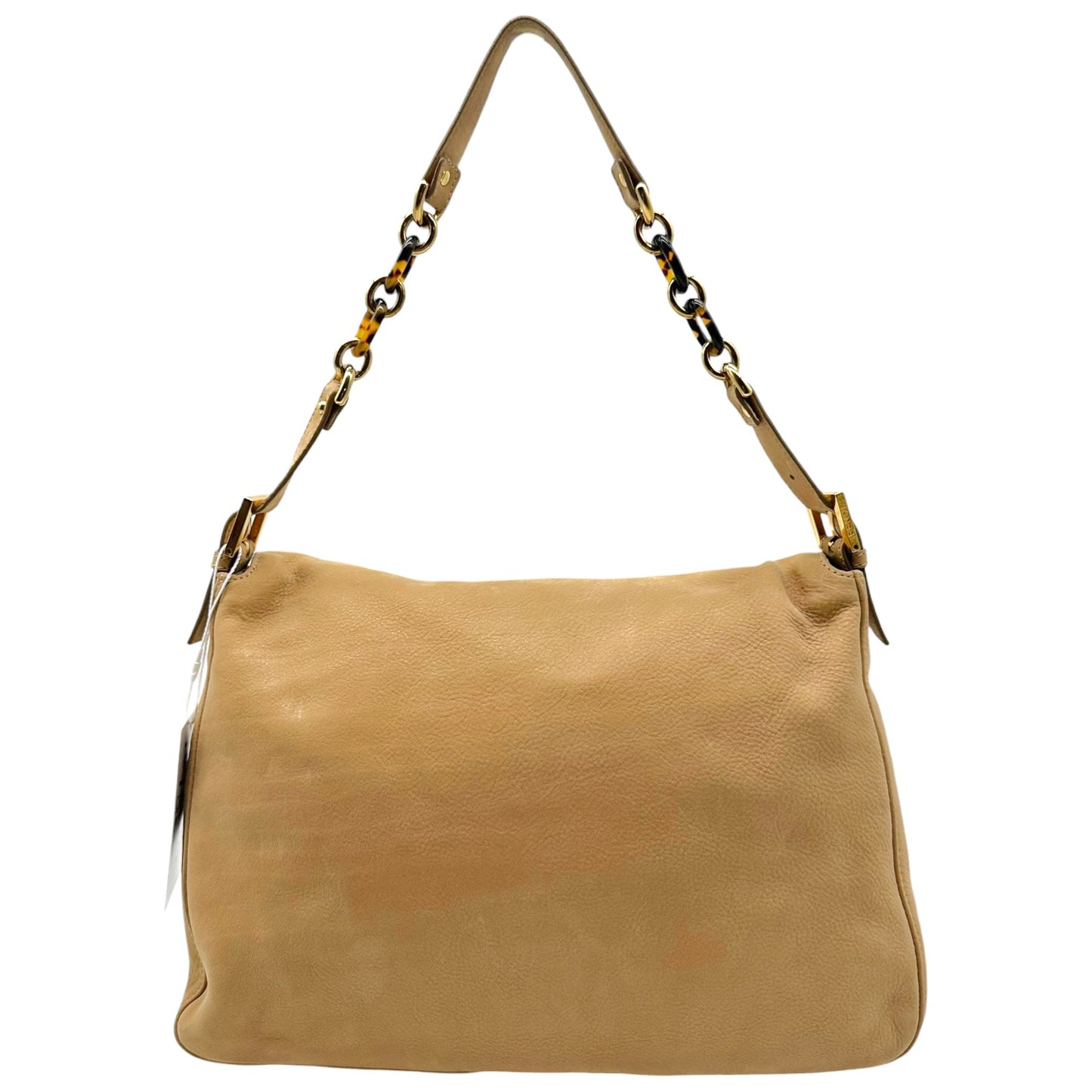Fendi XL Mama Baguette Bag Tan Nubuck Burlwood Accent