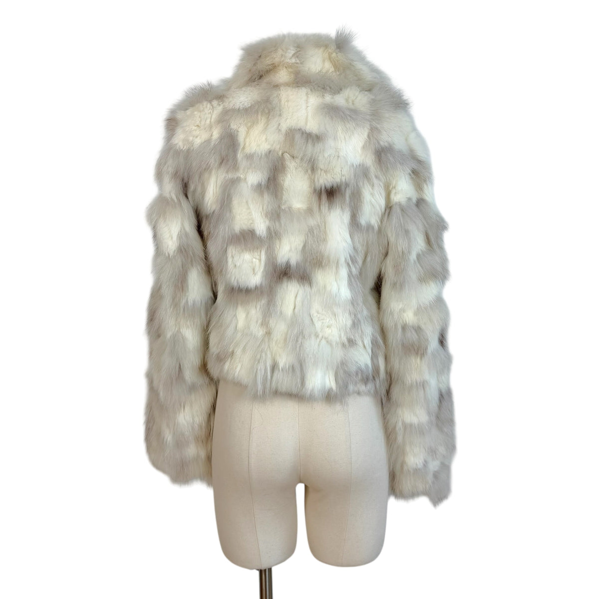 Burberry Ivory Brown Cropped Rabbit Fur Coat