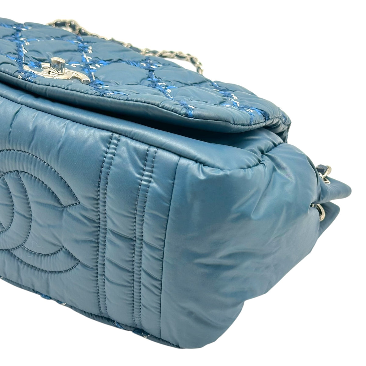 Chanel Blue Puffer Tweed Quilted Shoulder Bag