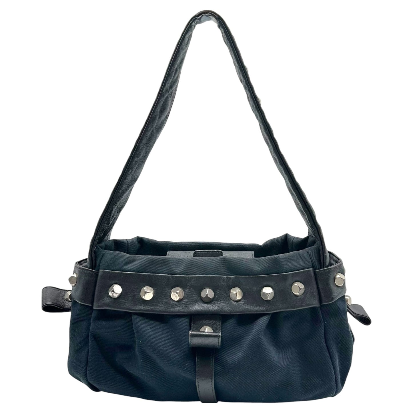 Yves Saint Laurent Rive Gauche by Tom Ford Black Studded Slouchy Shoulder Bag