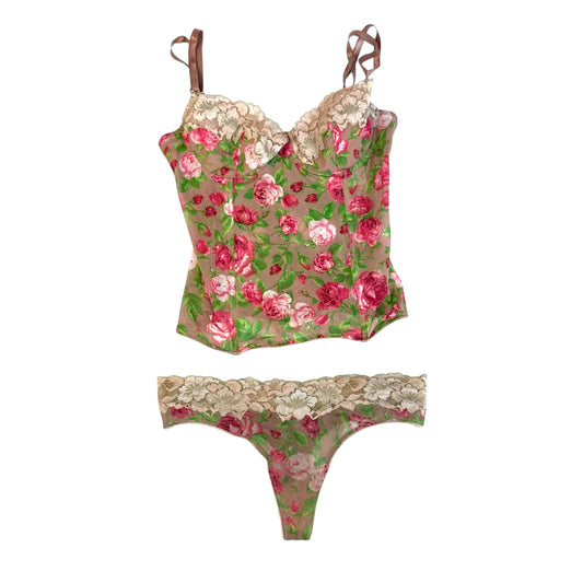 Dolce & Gabbana Floral Mesh Bustier & Thong Set