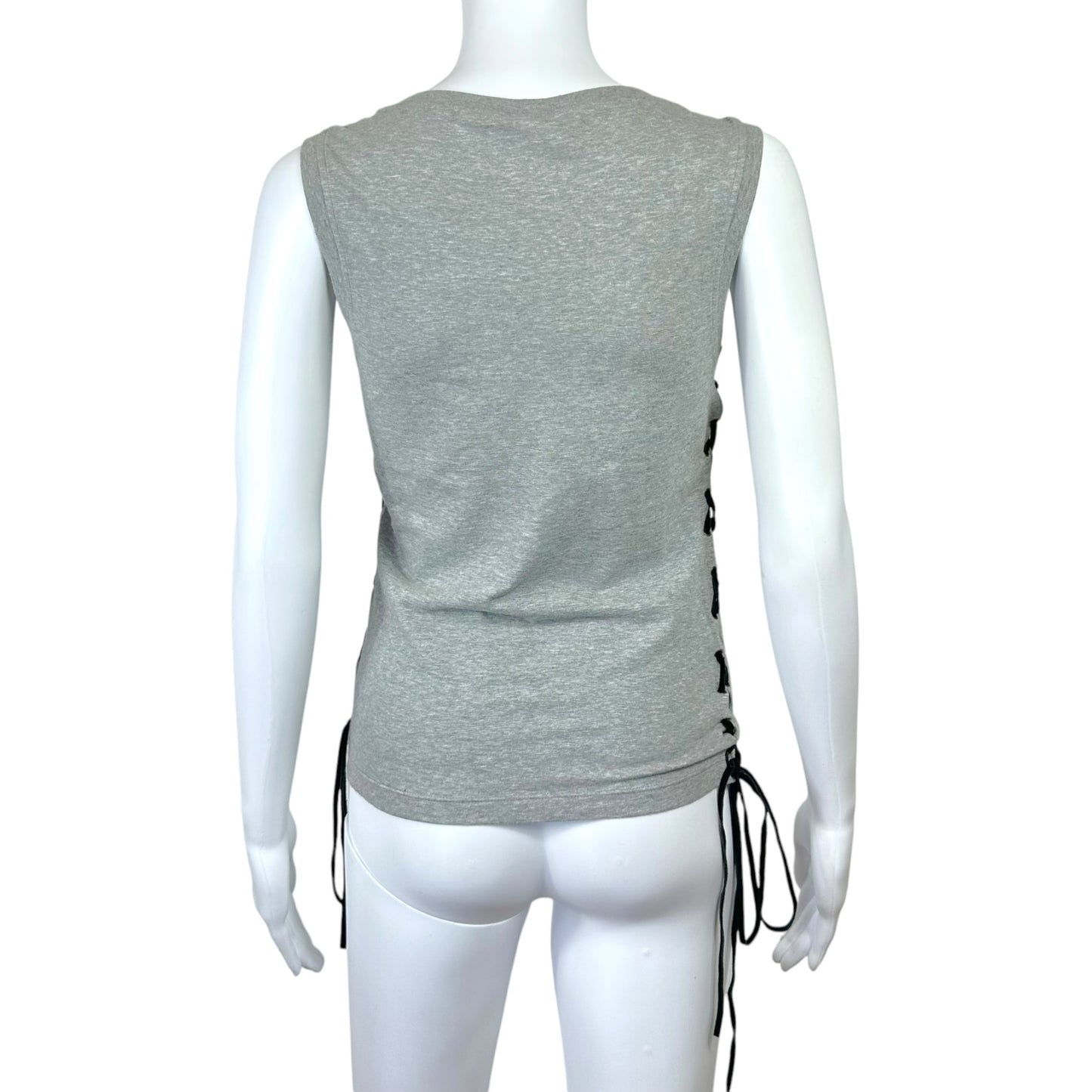 D&G Dolce & Gabbana S/S 2002 Suberb Suede Lace Up Side Graphic Tank