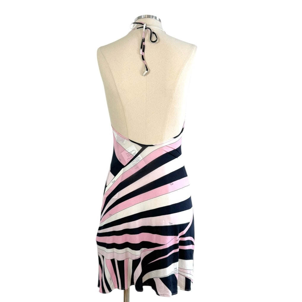 Emilio Pucci Pink Black Printed Halter Mini Dress