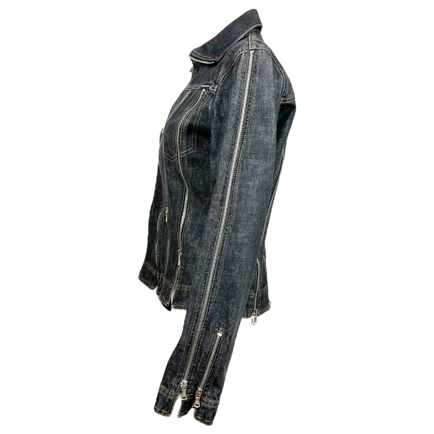 D&G Dolce & Gabbana Dark Denim Zippered Jean Jacket - Outfit Repeater