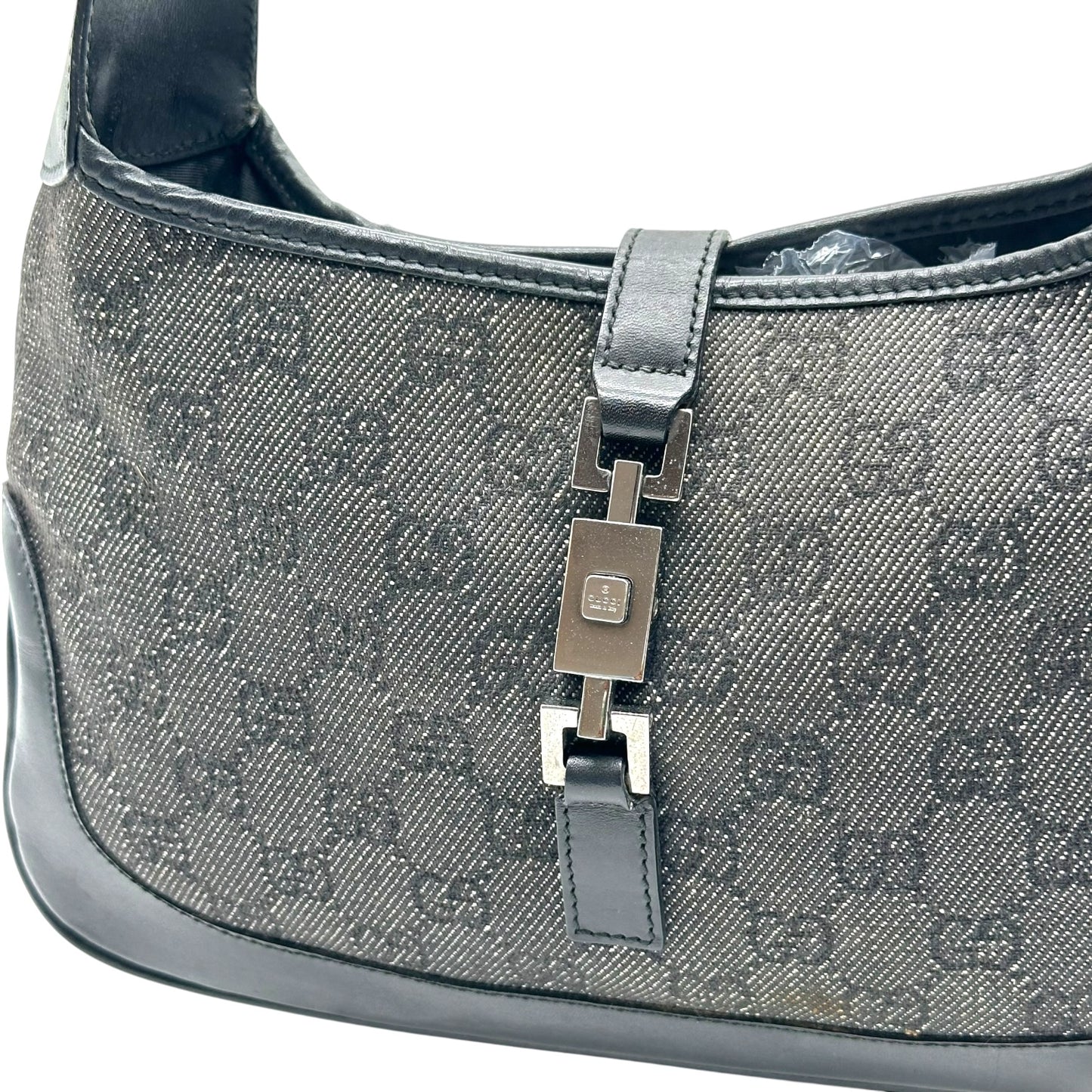 Gucci Gray Denim Monogram Shoulder Jackie Bag