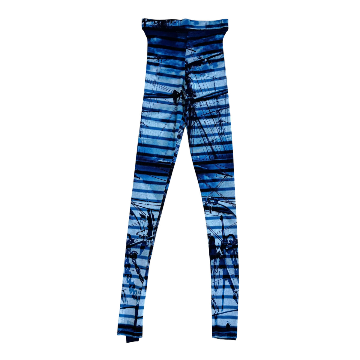 Jean Paul Gaultier Blue Striped Mesh Leggings