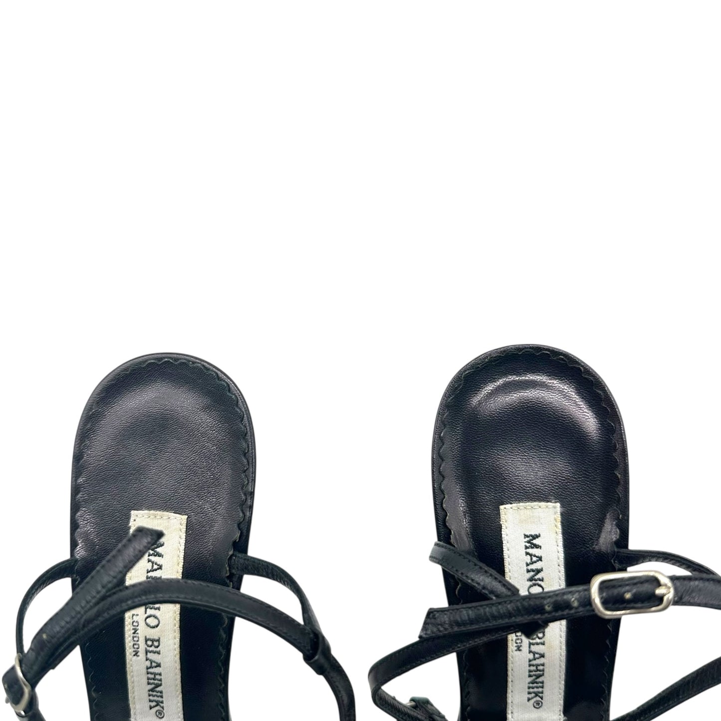 Manolo Blahnik Black Crystal Embellished Heeled Sandals