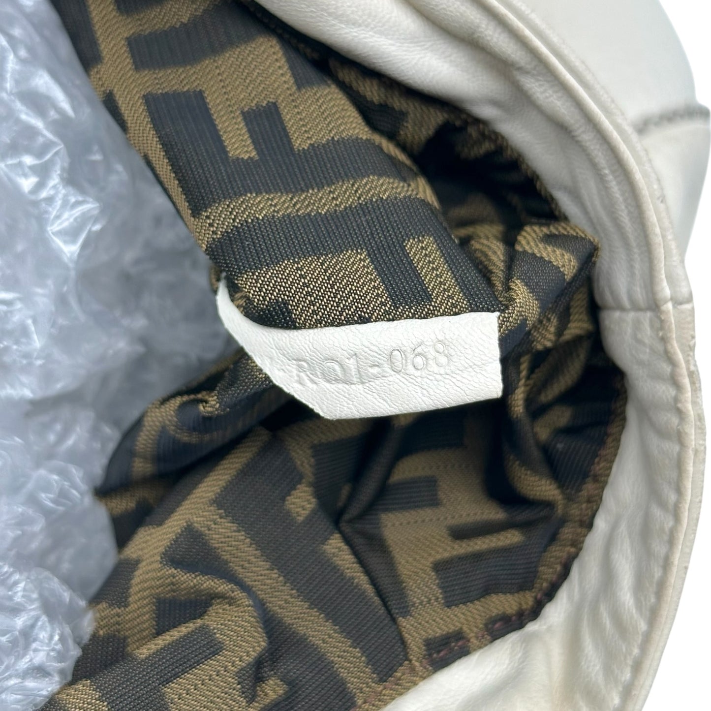 Fendi White Leather Hobo Bag with Woven Handles