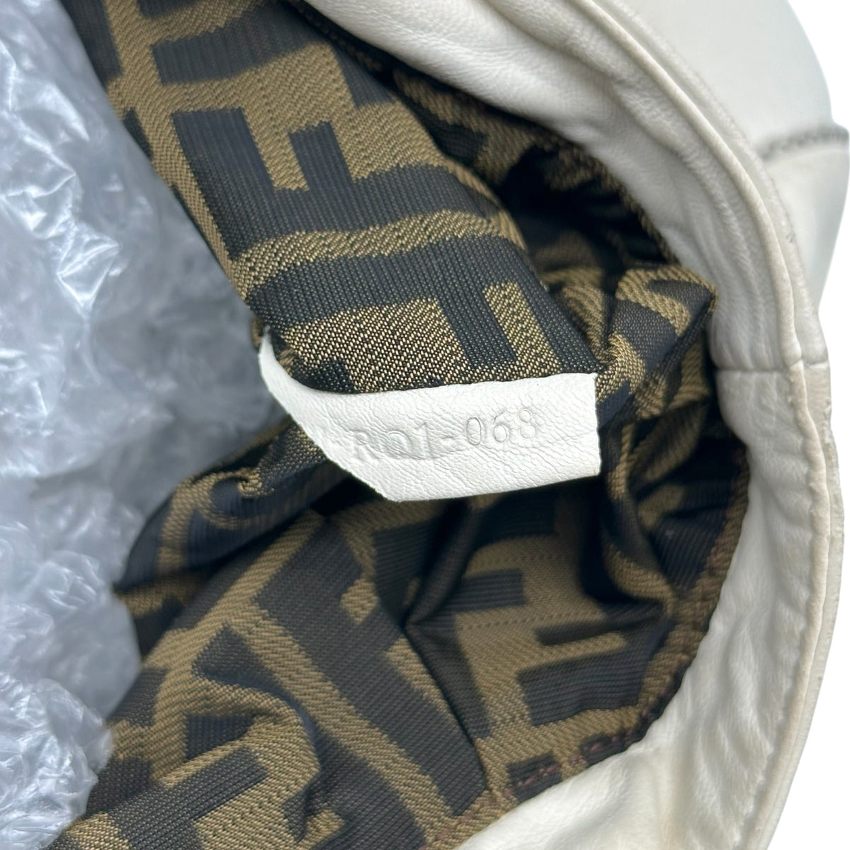 Fendi White Leather Hobo Bag with Woven Handles