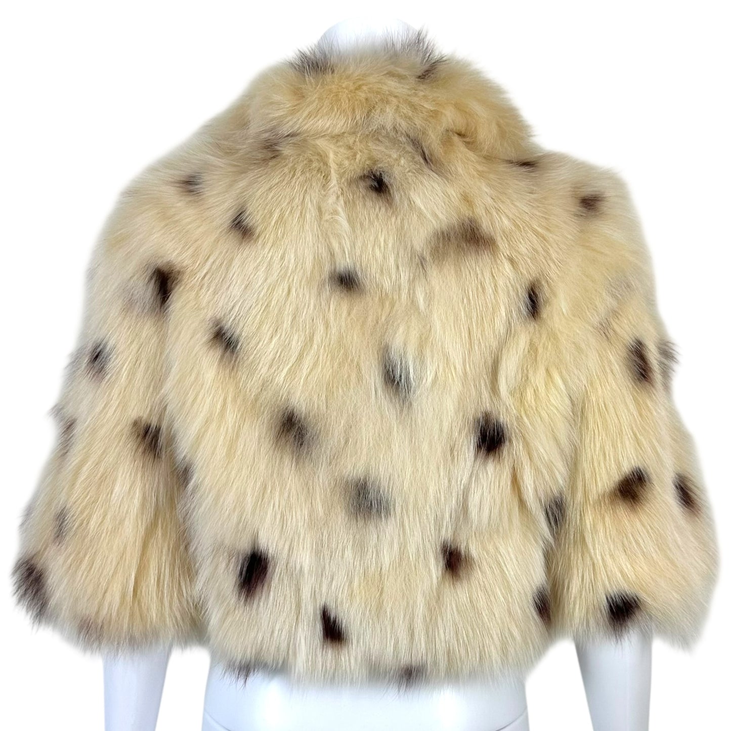 Vintage 'Lynx' Dyed Fox Fur Cropped 1/2 Sleeve Coat