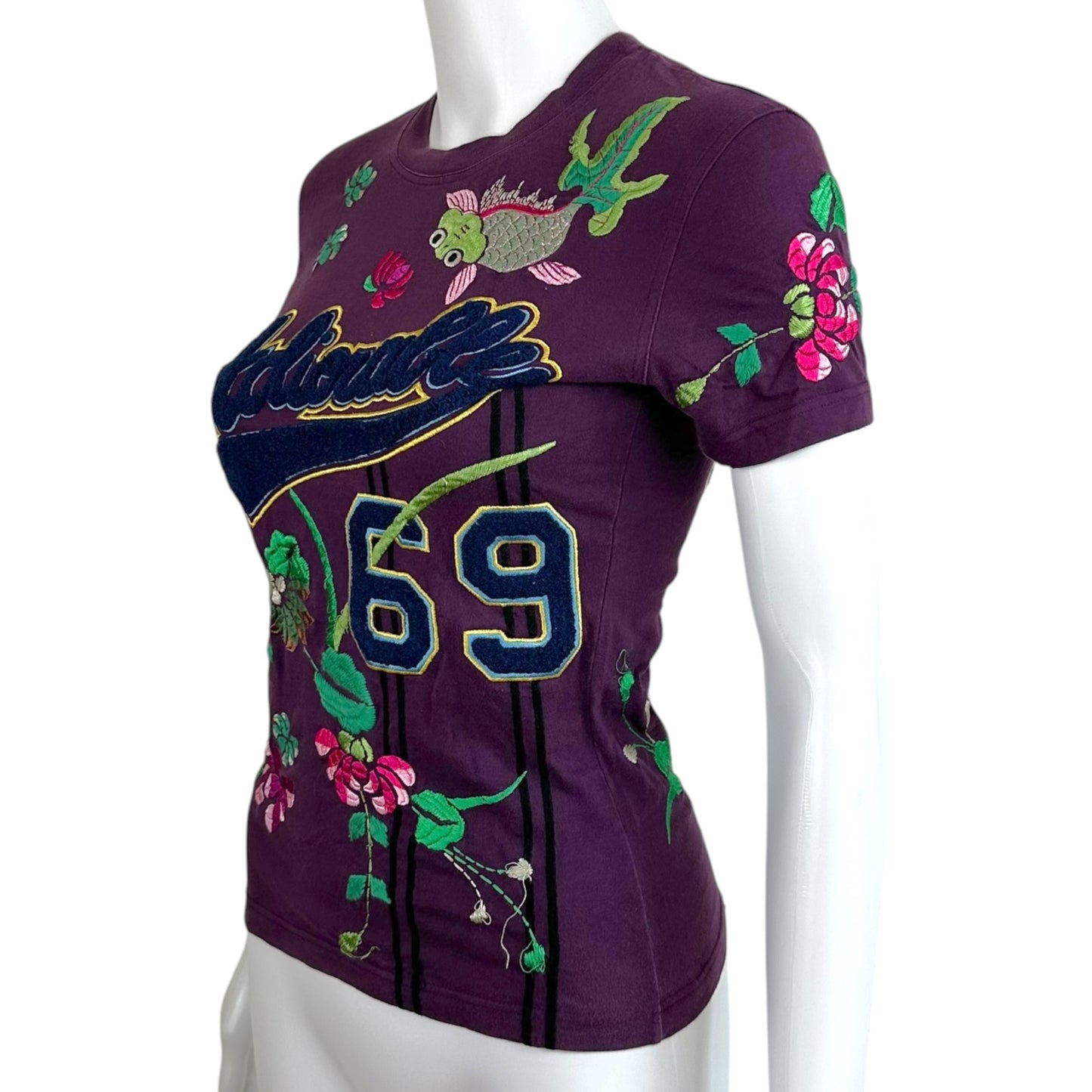 Christian Dior Purple Embroidered T-Shirt